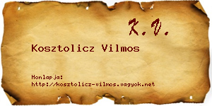 Kosztolicz Vilmos névjegykártya